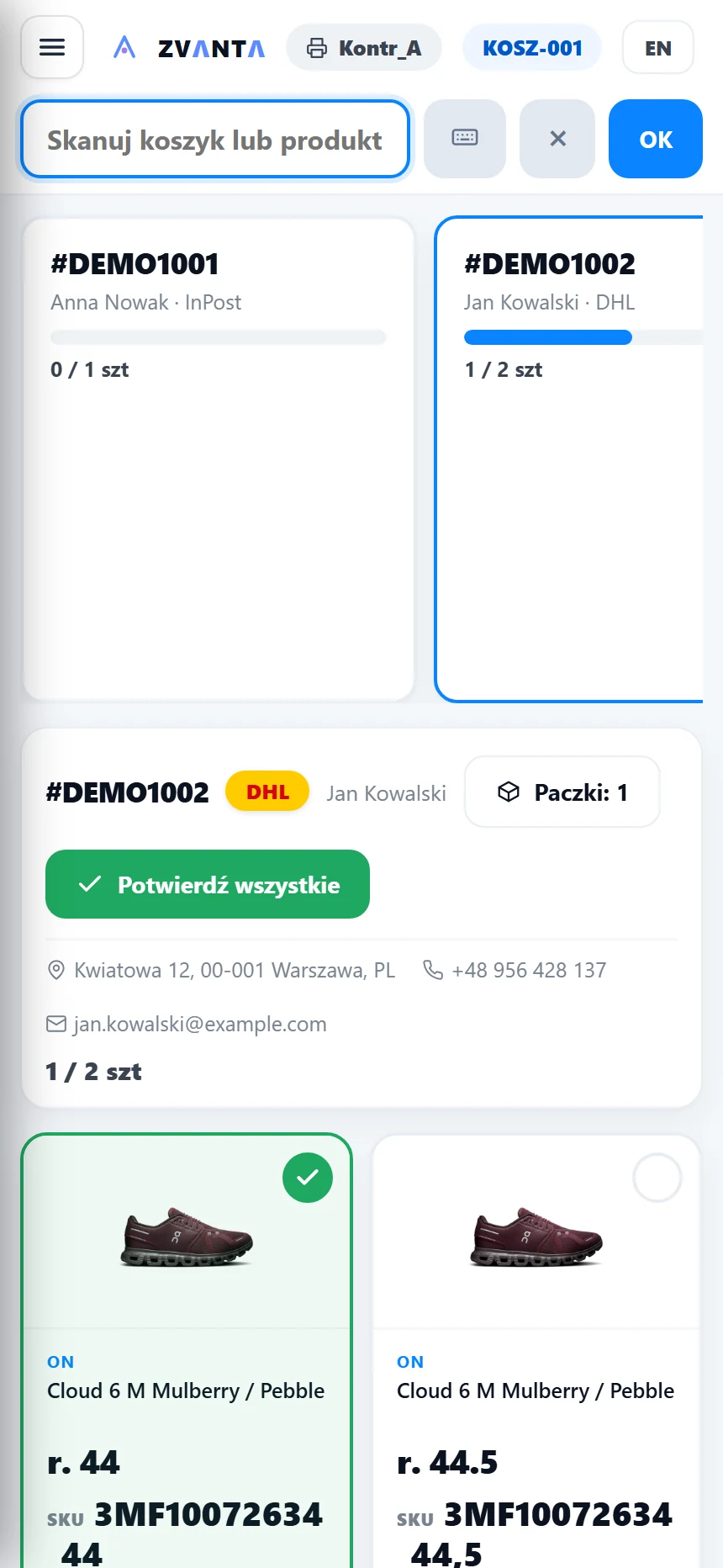 Stanowisko kontroli i pakowania